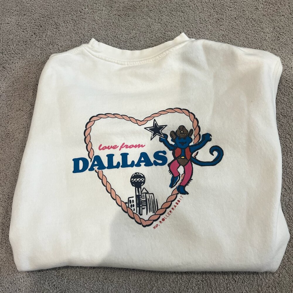 Roller Rabbit White Dallas Monkey Sweatshirt Size Medium